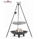 Grill stal czarna 70cm na trójnogu 180cm z kołowrotkiem + palenisko Bali 80cm